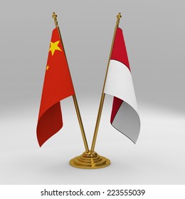 Double Table Flag, Partnership China And Indonesia 