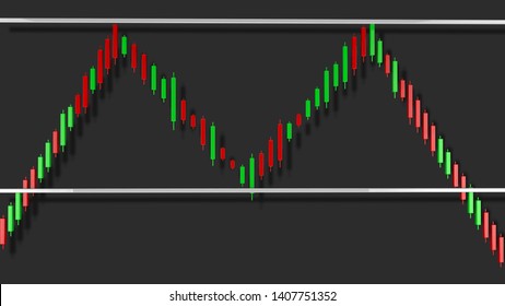 Double Top Stock Chart Pattern 3D Illustration