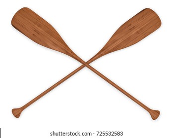 double wooden paddles 3d rendering