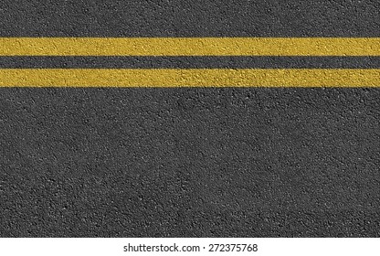 Double Yellow Line On New Asphalt Road texture background