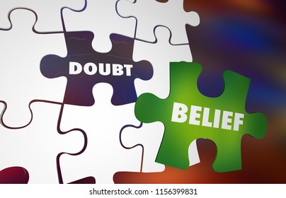 Doubt Vs Belief Faith Hope Puzzle Words 3d Illustration