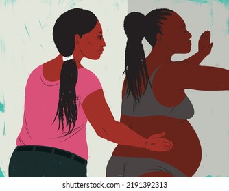 Doula Helping A Black Mother During Childbirth Labor