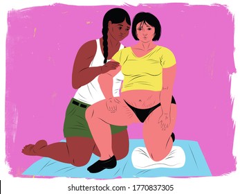 Doula Helping A Mother In Labor Using The Kneeling Lunge Birth Position