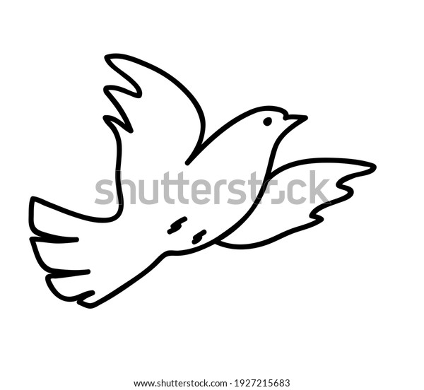 スカイラインの中を飛ぶハト 白黒の鳥のイラスト のイラスト素材 Shutterstock