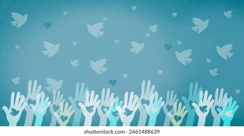 Dove and heart flying from hand, international peace day, faith, freedom, charity and help concept, humanitarian aid - Powered by Shutterstock