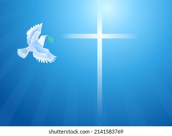 Dove whit Christian cross. Easter. Sign of purity. Crucifix. - Powered by Shutterstock