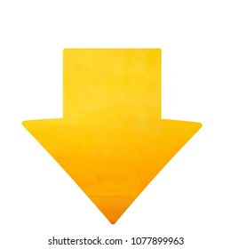 Down Cute Arrow  Arrow, Watercolor Arrows Yellow Color Direction Downwards Isolated On White Background, Download Button Arrow