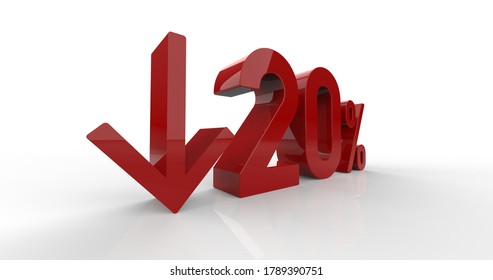 Down Recession Arrow And 20 Percent Sign