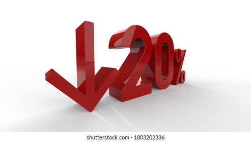 Down Recession Arrow And 20 Percent Sign