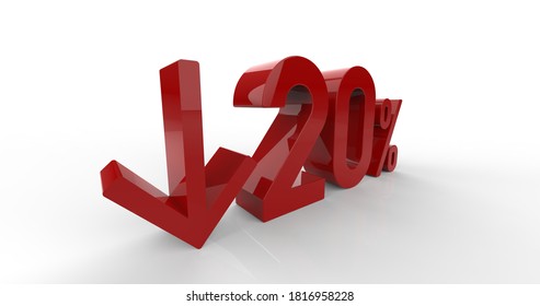 Down Recession Arrow And 20 Percent Sign