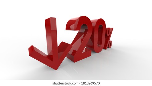 Down Recession Arrow And 20 Percent Sign