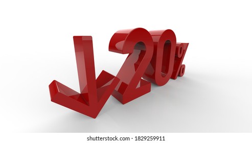 Down Recession Arrow And 20 Percent Sign