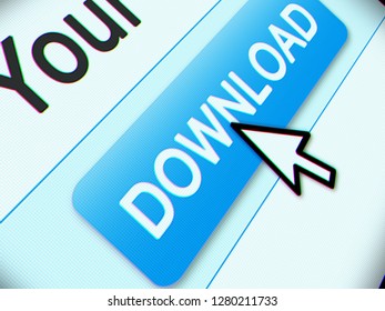 Download button close-up on computer screen