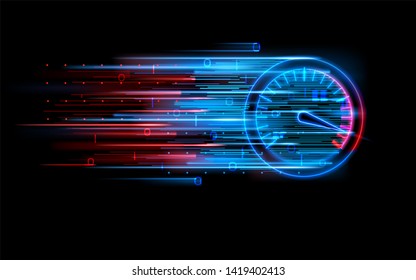 Download progress bar or round indicator of web speed. Sport car speedometer for hud background. Gauge control with numbers for speed measurement. Analog tachometer, high performance theme