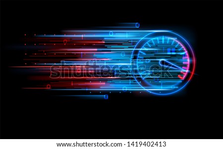 Download progress bar or round indicator of web speed. Sport car speedometer for hud background. Gauge control with numbers for speed measurement. Analog tachometer, high performance theme Foto stock © 
