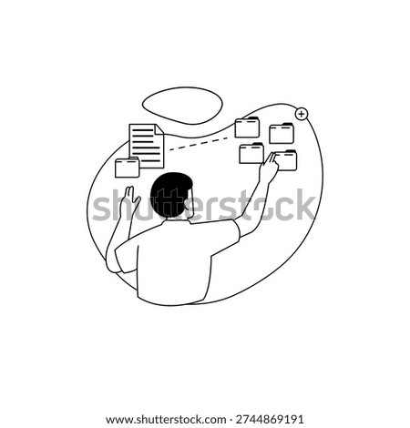 Downloading Data from Cloud in Flat Illustration
