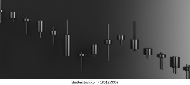 Downward trend. Bear market. Japanese candlesticks view graphics. 3d rendering