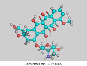 Doxorubicin Molecules, 3D Rendering