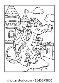 Dragon Coloring Page Kids Stock Illustration 1545693836 | Shutterstock