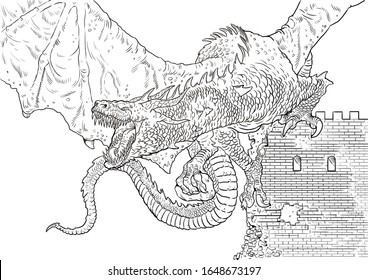 Dragon Coloring Page Hd Stock Images Shutterstock