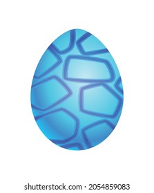 Dragon dinosaur egg with decorative pattern. Dino cartoon egg-shell. Whole painted egg icon. spotted glossy egg-shaped of bird or animal