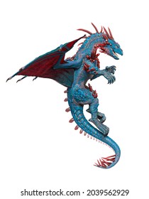 dragon is floating side view, 3d illustration
