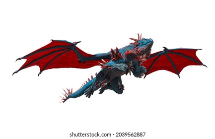 Dragon Is Flying By, 3d Illustration