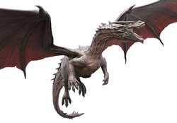 Dragon Flying Isolated White Background 3d Illustration