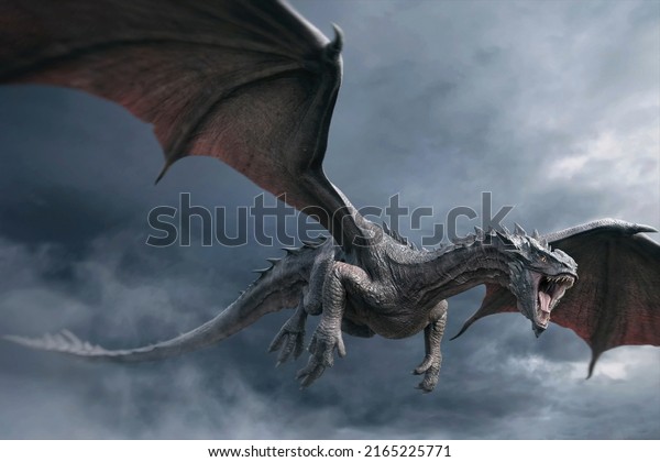 Dragon flying in the\
sky 3d\
illustration