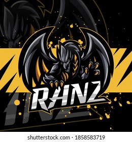 Dragon Logo In Black On Yellow Background