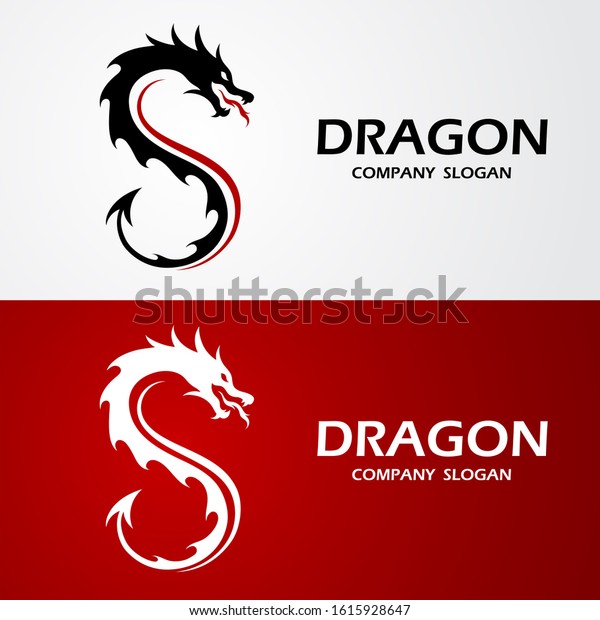 Dragon Logo Template Silhouette Flat Color Stock Illustration ...