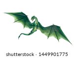 dragon looking down. This green monster in clipping path is very useful for graphic design creations, 3d illustration