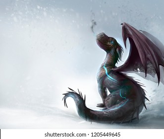 Dragon On The Snow Illustration