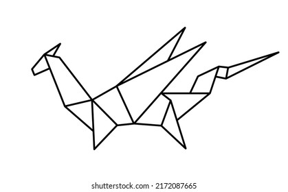 The Dragon. Origami Dragon. Geometric Dragon Illustration On A White Background.