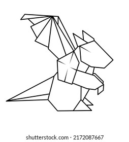 The Dragon. Origami Dragon. Geometric Dragon Illustration On A White Background.