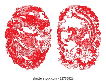 Dragon & Phoenix Paper-cut