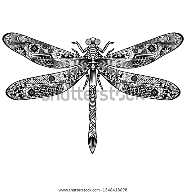 Dragonfly Sketch Lineart Stock Illustration 1346418698 | Shutterstock