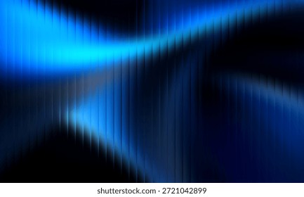 Dramatic abstract blue wave dark background vertical stripes electric glow