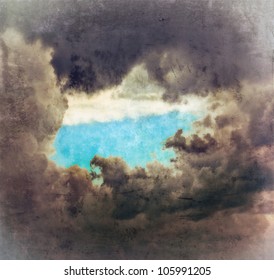 dramatic backdrop of the blue sky with clouds
