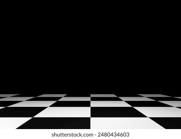 A dramatic black and white chessboard floor with rising smoke, creating an eerie and mysterious atmosphere, perfect for design projects game, motor sport  - Powered by Shutterstock