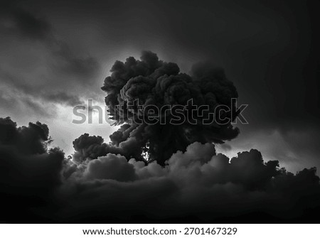 Dramatic Black and White Cloudscape with Intense Atmospheric Conditions Depicting a Stormy Sky and Ominous Weather System
