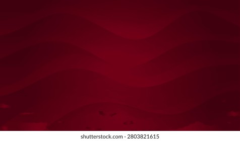 Dramatic dark red gradient with flowing wave shapes and mysterious shadows for elegant theatrical atmosphere.