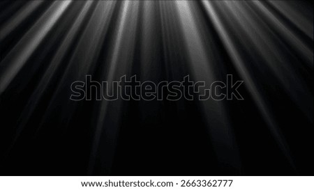 Dramatic light rays penetrating the darkness, creating a mysterious and focused atmosphere. Suitable for a stage background, presentations, or special effects