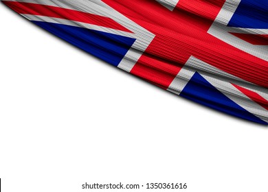 Drape Of The English Flag On A White Background