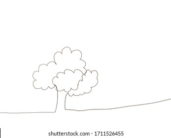 Draw Continuous Tree Draw One Line Stock Illustration 1711526455 ...