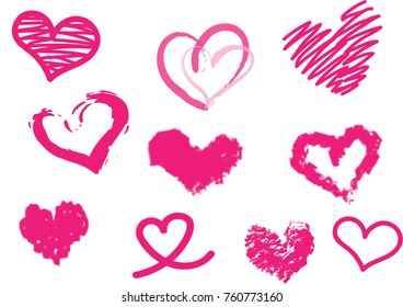 Hand Drawn Pink Heart Set Stock Vector (Royalty Free) 1688332351 ...