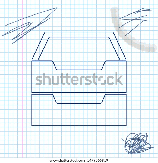 Drawer Documents Line Sketch Icon Isolated Stock Illustration 1499065919