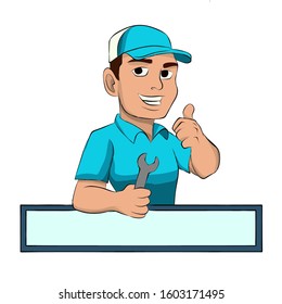 Drawing Art Plumber Advertising Man Logo Stock Illustration 1603171495 ...