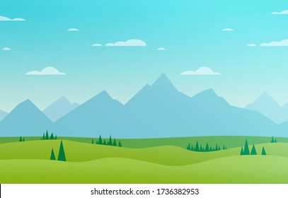 Green Meadows Three Mountains Background Stock Vector (Royalty Free ...