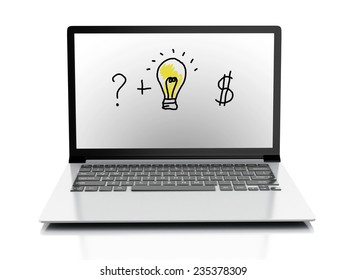 drawing business concept on laptop pc isolated white background.